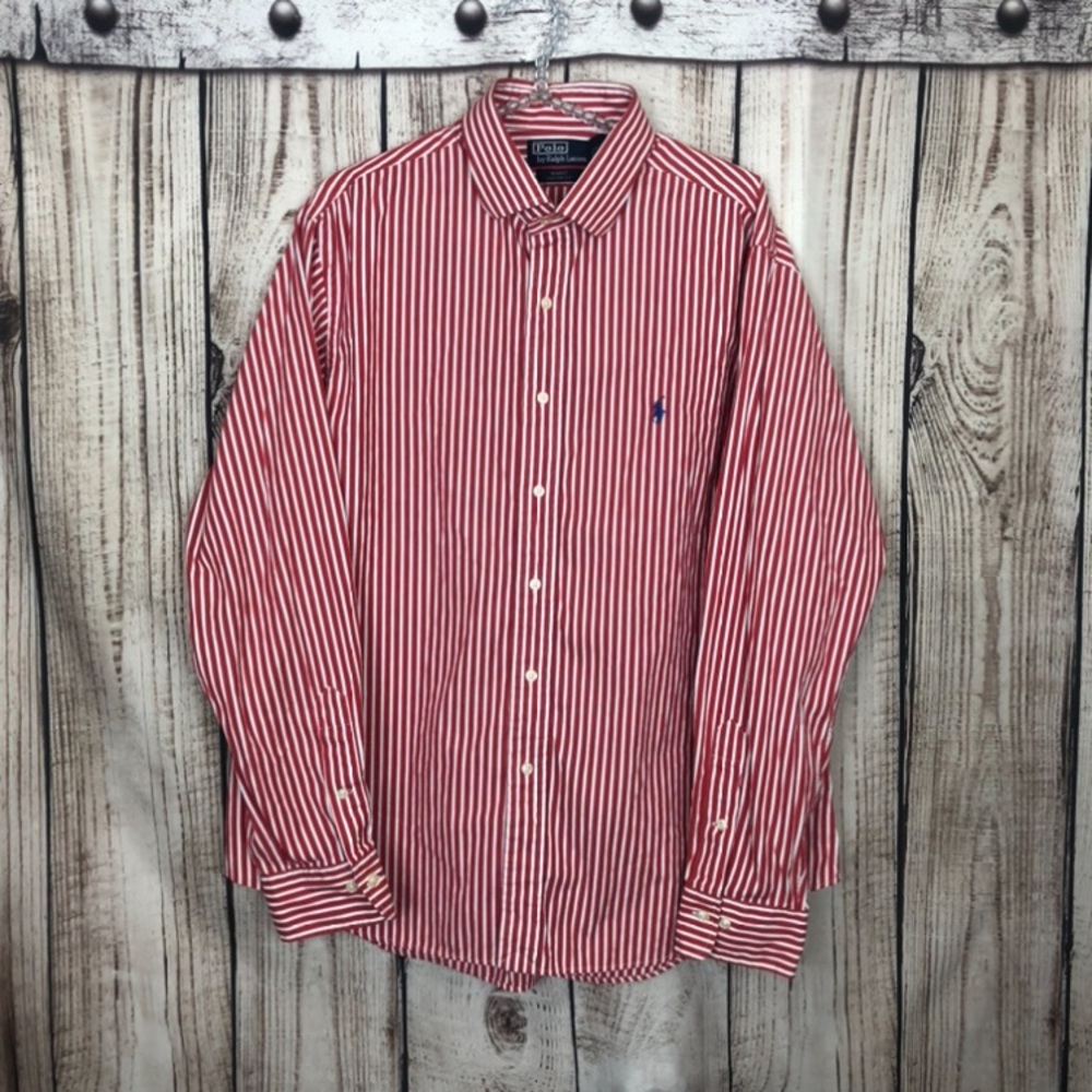 Polo Ralph Lauren REGENT Red Striped Dress Shirt